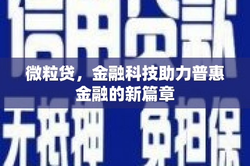 海州微粒贷，金融科技助力普惠金融的新篇章