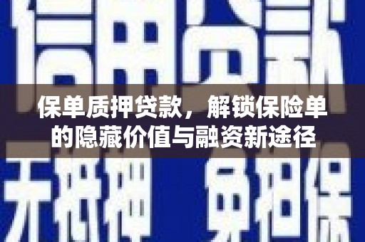 海州保单质押贷款，解锁保险单的隐藏价值与融资新途径