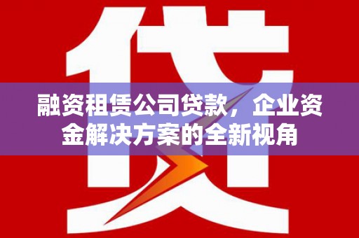 海州融资租赁公司贷款，企业资金解决方案的全新视角