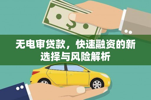 海州无电审贷款，快速融资的新选择与风险解析