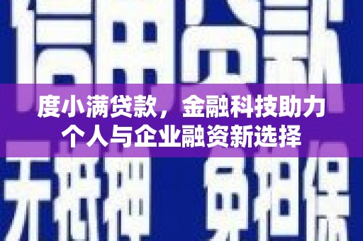 海州度小满贷款，金融科技助力个人与企业融资新选择