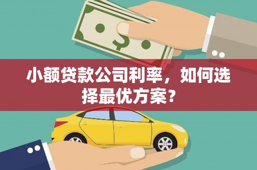 海州小额贷款公司利率，如何选择最优方案？